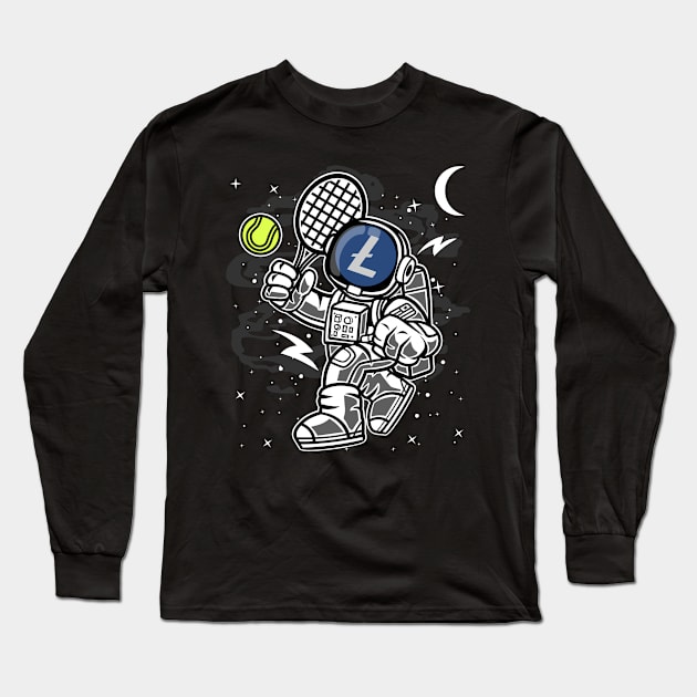 Astronaut Tennis Litecoin LTC Coin To The Moon Crypto Token Cryptocurrency Blockchain Wallet Birthday Gift For Men Women Kids Long Sleeve T-Shirt by Thingking About